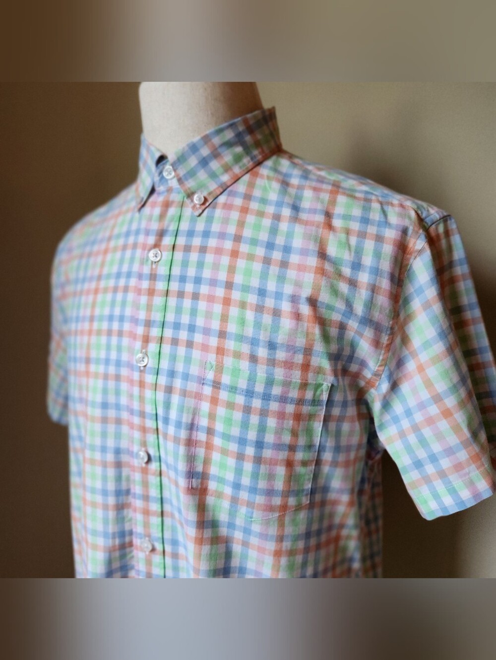 JCrew Mens Large Multicolor Gingham Plaid Short Sleeve Button Down Shirt L